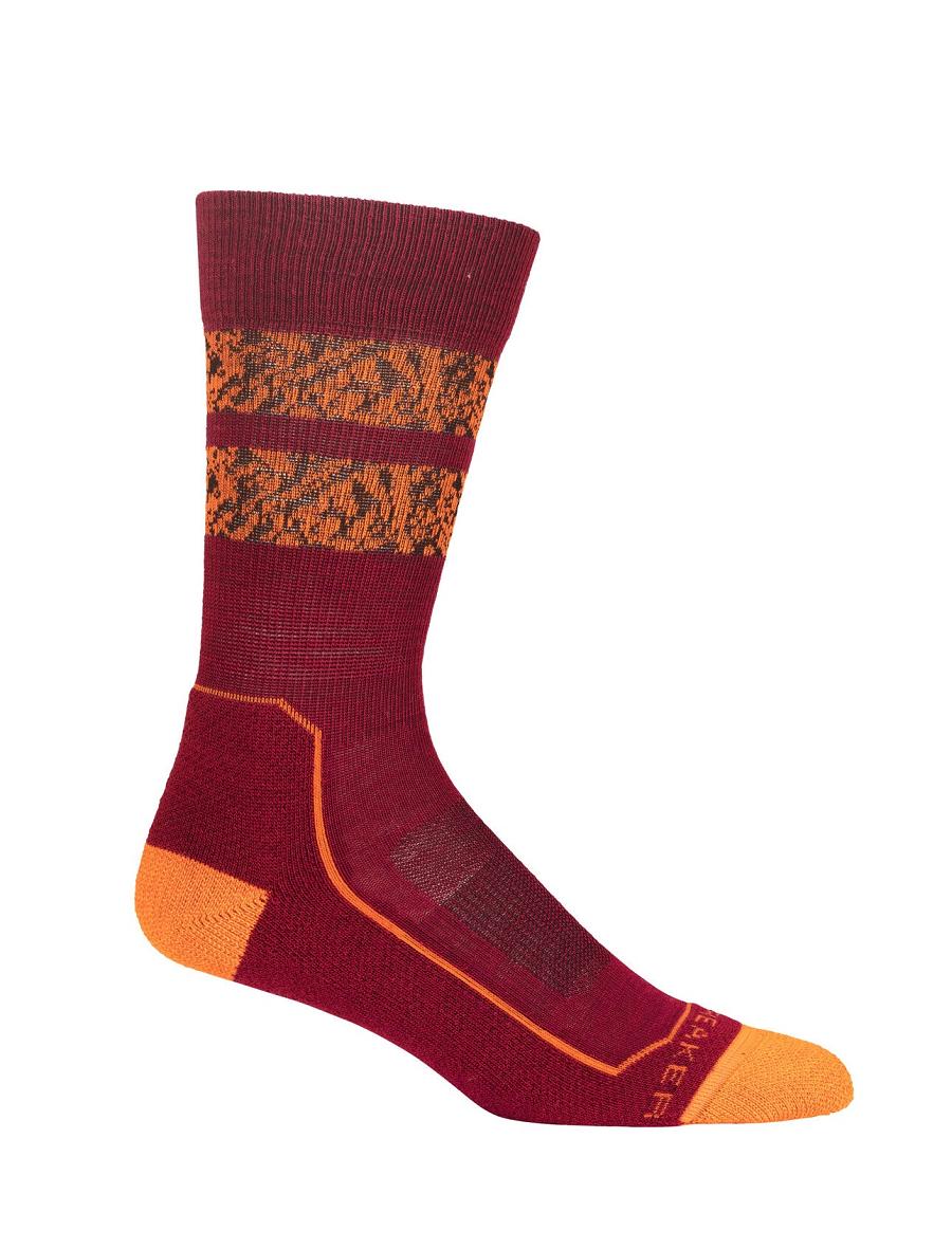 Cherry / Flash Icebreaker Merino Hike+ Light Crew Natural Summit Women's Socks | AU 1403JPQJ